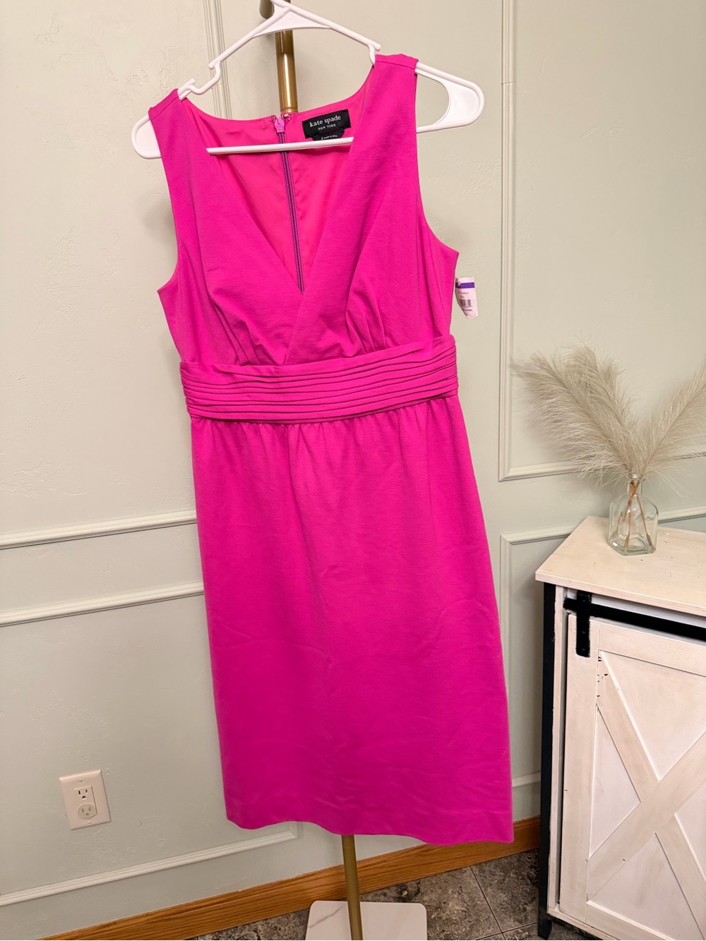 kate spade Pink Pleated-Waist Sleeveless Sheath Dress MSRP $168